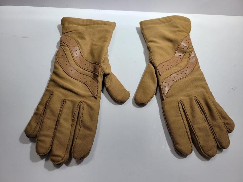 Leather Gloves Womens S/M Brown Lined Insulated Winter Driving Casual Warm